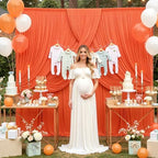 50 ft x 10 ft Wrinkle Free Orange Backdrop Curtain for Parties, 10 Panels 10ft Polyester Orange Photo Backdrop Drapes for Graduation Birthday Wedding Party Stage Curtains - Image 7