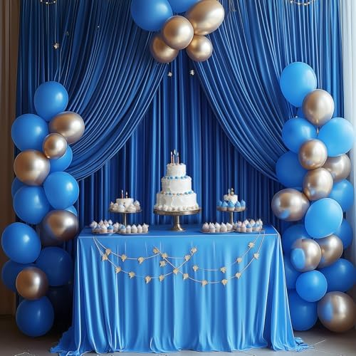 8 Panels 5x12ft Royal Blue Backdrop Curtains for Parties, Wrinkle Free Polyester Blue Photo Backdrop Drapes 12 ft Long Back Drop Cloth for Wedding Birthday Photography Background Party - Image 7