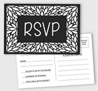 RSVP Postcards (Set of 50) 4"X6" Blank with Mailing Side,RSVP Reply Response Cards for Wedding Black Floral Print Return Cards by Inkdotpot