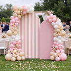 Blush Pink 2 Set Striped & Solid Ripple Arch Backdrop Cover Decor - Image 6