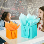 AZOWA Teal Square Gift Bags with Tissue - 12 Inch Paper Bags with Handles Birthday Party Favor Christmas Wedding Gift Box Flowers Decoration (10 PCS, 12x12x12 in) - Image 4
