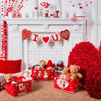 CHENGU 6 Pack Valentine's Day Storage Basket Vintage Valentine's Day Basket for Gift Collapsible Red Heart Holiday Decor Retro Large Bin Foldable Waterproof Box with Handle for Bedroom Laundry Nursery - Image 2