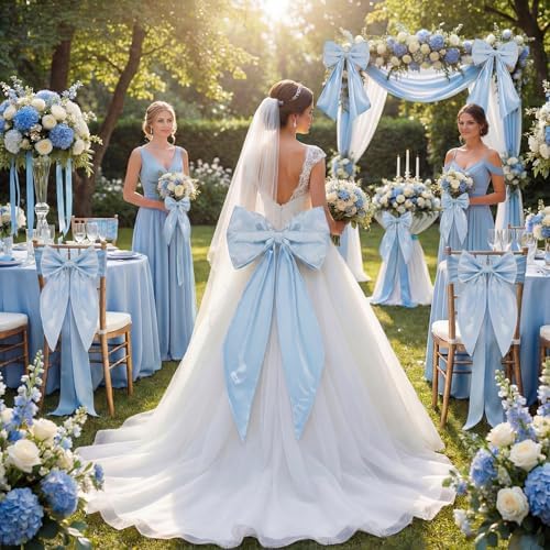 Crowye 7 Pcs Giant Satin Bow Decor, Large Blue Backdrop Decor - Image 6