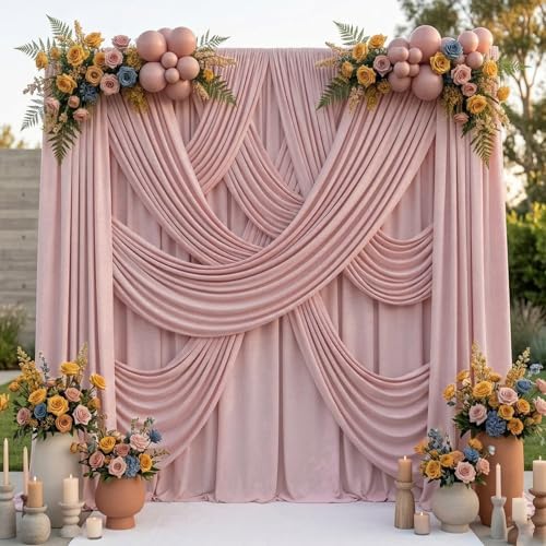 Dusty Pink Backdrop Curtains for Parties, 10 x 12 FT Wrinkle-Free Fabric Photo Backdrop, 2 Panels 5 x 12 FT Long Drapes for Wedding, Baby Shower, Birthday and Photo Booth Decor - Image 5