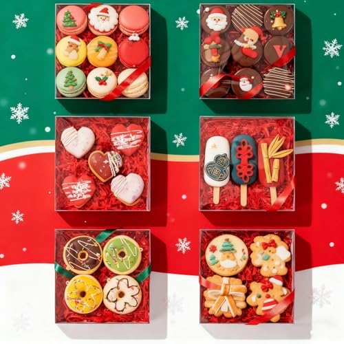 6x6x1.25 Inches 50PCS Treat Boxes with Clear Display Lid - Image 3