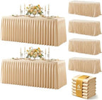 Dark Champagne Polyester Table Cloths for Rectangle 8 Foot Tables, 6 Pack Wrinkle Free Tablecloths Stretchy Banquet Ruffle Fitted Table Cover Desk Skirt for Parties Wedding Birthday Baby Shower by Unknown