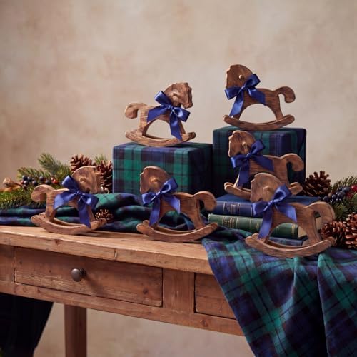 Mifoci 6 Pack Wooden Rocking Horse Baby Shower Decor, Tartan Plaids by Mifoci