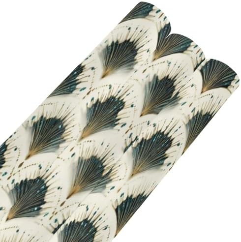 pnyoin Merry Christmas Wrapping Paper Roll,Oriental Fan Print Gift Wrap Perfect for Xmas,Birthday,Weddings, Brides, Holidays, Baby Showers，58 x 23 inches,3 Roll - Image 6