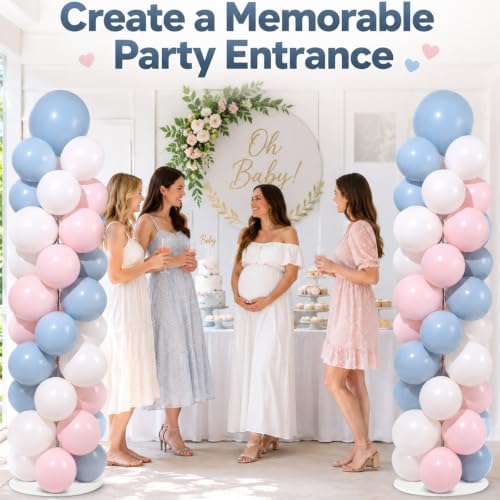 2 Sets Adjustable Balloon Column Stand Kit with Bases（Pink Blue） - Image 5