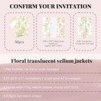 UNIQOOO 50 Pack Light Gold Floral Vellum Jackets&Magnolia Wax Seal Stickers - Image 3