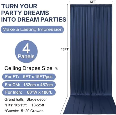 20ft×15ft Navy Blue Backdrop Curtain for Wedding Parties - Image 6