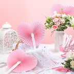 Unittype 150 Packs Heart Shaped Paper Fans for Wedding Guests,Baby Pink - Image 4