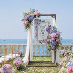 Wooden Welcome Sign Stand, 68" x 34" x 17" Heavy Duty Sign Holder Stand Wood Easel w/ Poster Design Templates for Wedding, Bridal Shower, Baby Shower, Birthday Party - Image 4