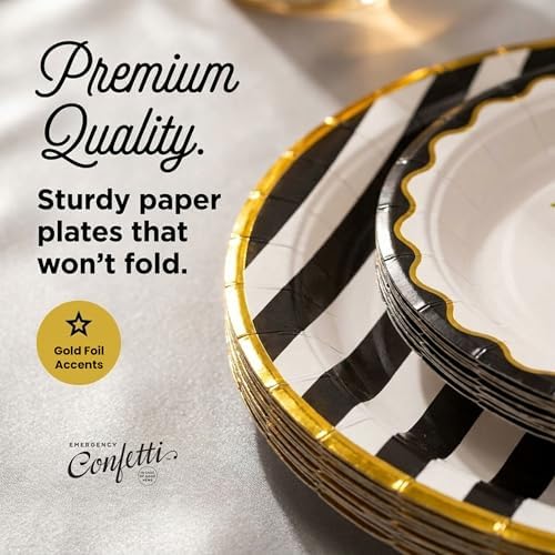 Graduation Celebration, Stylish Tableware Set for 8 Guests – Black/White - Image 4