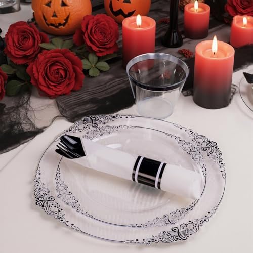 Hioasis 175 Pcs Clear Black Plates for Party - Image 5