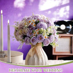 Tigeen 6 Bundles Artificial Flowers Bouquet for Wedding, Purple - Image 5