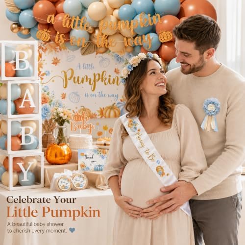 Little Pumpkin Baby Shower Decorations Boy, Fall Baby Shower Supplies Decor - Image 3