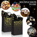 32Pcs Black and Gold Gift Bags with 32 Tissue Paper Heart Stars Dots Styles - Image 4