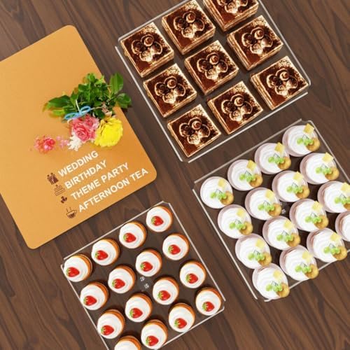 3-Piece Square Acrylic Cupcake Buffet, Dessert Risers Stands, - Image 5