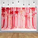 10x6.5ft Pink Red Bow Backdrop Ribbon Lace Background for Birthday Party Baby Shower Valentine Portrait Photography Decor Studio Booth Prop for Photoshoot Event Decoration Wedding Banner - Image 3