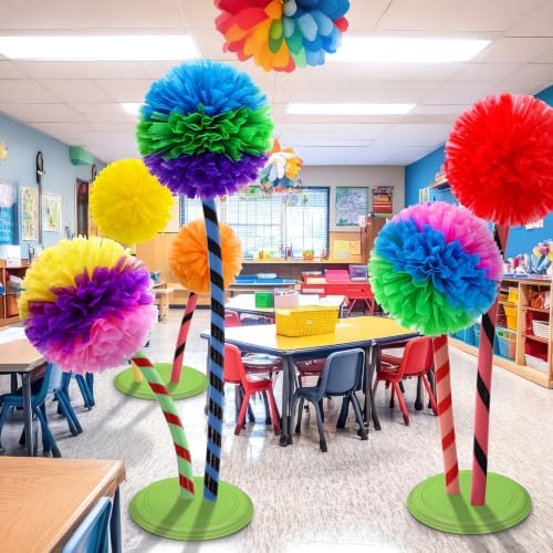 Tinlade 6 Pcs 14 Inch Classroom Party Decoration Pom Pom Supplies,Gradient - Image 4