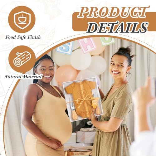 Ziliny 12 Set Baby Shower Prizes Clothing Cheese Board Gift Set,Bamboo - Image 3