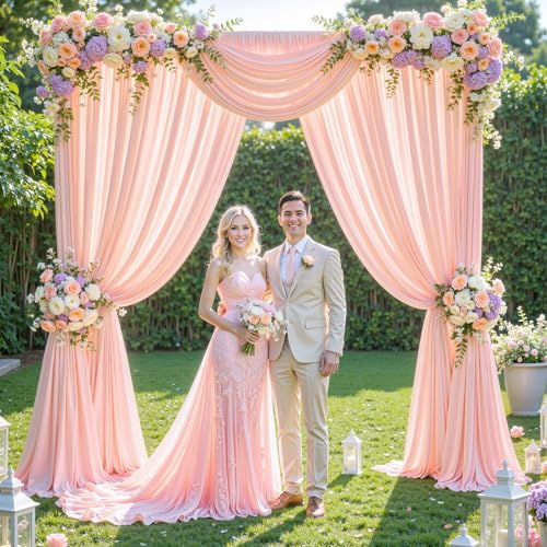 10ftx10ft Light Pink Backdrop Curtains for Baby Shower Wrinkle Free Pink Photo Curtains Soft Fabric Drapes Back Drop Cloth for Wedding Girls Birthday Parties Photography Background 5x10ft, 2 Panels - Image 6
