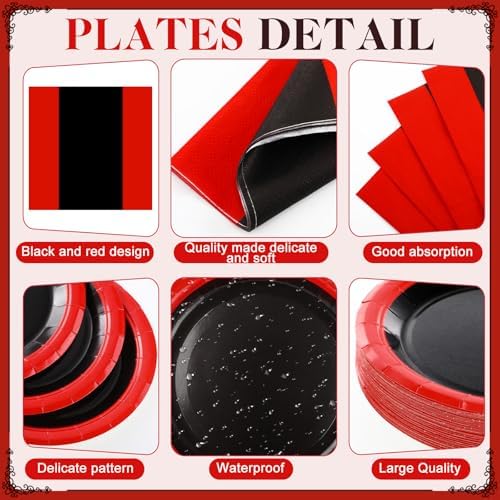 Funnymoom 452 Pcs Red and Black Party Decoration Supply for 50 Guest - Image 3