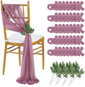 QueenDream Purple Wedding Chair Decorations: 50PCS Tulle Chair Sashes Cover Bands Aisle Sheer Chairs Bows for Birthday Party Banquet by QueenDream