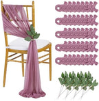 QueenDream Purple Wedding Chair Decorations: 50PCS Tulle Chair Sashes Cover Bands Aisle Sheer Chairs Bows for Birthday Party Banquet by QueenDream
