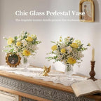 Glasseam Small Glass Vases for Flowers, Pedestal Compote Vase Set of 3 - Image 2