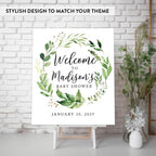 Andaz Press Personalized Large Canvas Guestbook Alternative, 16 x 20 Inches, Watercolor Leaf Foliage Wreath, Custom Baby Shower Welcome Sign for Greenery Baby Sprinkle - Image 3
