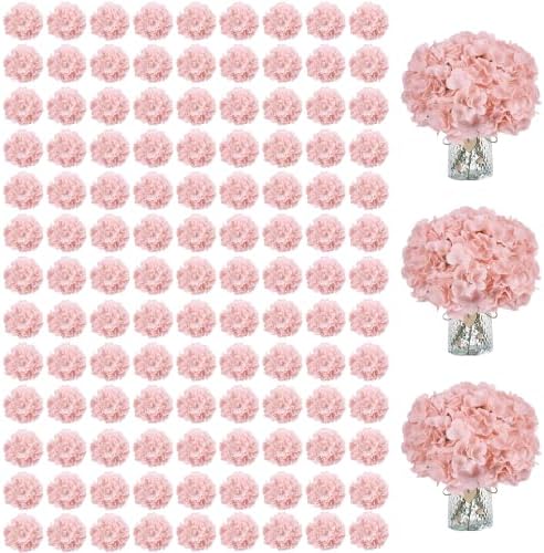 AVIVIHO 105pcs Blush Fake Flowers Hydrangea Artificial Flowers Bulk (Not Squished, No Steaming Need) Silk Flowers with Stems for Wedding Decor,Home,Baby Shower,Table Centerpieces Decoration by Aviviho