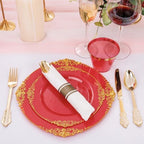 Nervure 175Pcs Red Plastic Plates, Disposable Party Plates for 25 Guests - Image 5