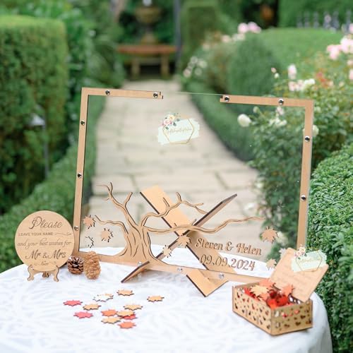 Wedding Guest Book Alternative, Fall Maple Tree Drop Top Frame Sign-in - Image 2