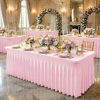 2Pack Pink Spandex Tablecloth for 8FT Rectangle Tables,Table Skirt - Image 7
