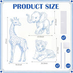 Eaasty 3 Pcs Blue Toile De Jouy Baby Shower Decor, Safari Animal Cutouts - Image 4