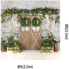 Kate Rustic White Painted Brick Wall Wood Door Photography Backdrops - Image 2