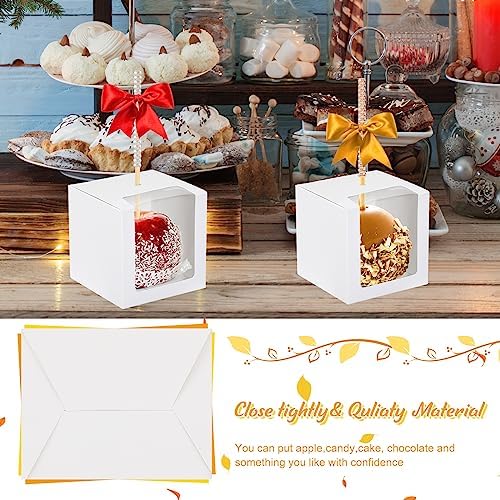 Henoyso 100 Pcs 4 x 4 x 4 in Candy Apple Boxes with Hole,White - Image 4