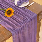 DeZerlor Purple Cheesecloth Table Runner 1 Pack Summer Boho Runner - Image 5