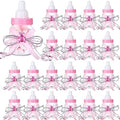 80 Pcs 3.5 Inch Baby Mini Milk Bottle Baby Shower Favor with Small Plastic Bear Candy Bottle with Ribbon for Boy Girl Newborn Baptism Party Decor (Pink) by PINKXHY