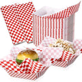 Geosar 200 Pcs Gingham Paper Food Tray with Wax Paper,Red White by Geosar