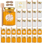 4 oz 30 Pack Mini Glass Honey Jars with Wood Dippers & Gold Lids by BIGIVACA