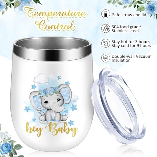 Hoolerry 6 Set Baby Shower Cups, 12oz Stainless Steel Tumbler, Elephant - Image 4