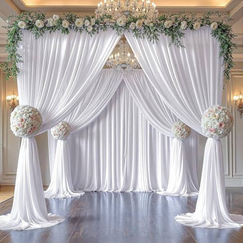 20ft x 10ft White Chiffon Backdrop Curtains, Wrinkle-Free Sheer Chiffon Fabric Photo Curtain Drapes for Wedding Ceremony Arch Party Stage Photography Decorations - Image 7