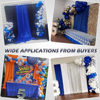 30ft×8ft Wrinkle Free Royal Blue Backdrop Curtain for Parties, 6 Panels 5×8ft Soft Silky Polyester Blue Photo Backdrop Drapes for Boss Baby Birthday Party Wedding Photography Background - Image 3