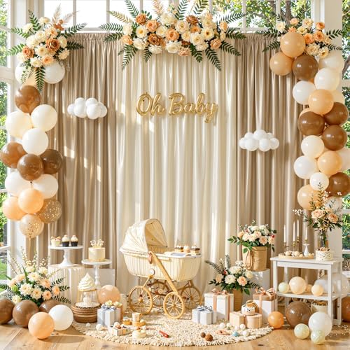 Champagne Gold Satin Backdrop Curtains 2 Panels - Shimmer Drapes for Wedding Bridal Shower, 10x10FT Wrinkle Free Backdrop Decor for Baby Shower Anniversary Party - Image 6