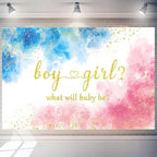 Gender Reveal Decorations Backdrop 12 x 8 ft Blue and Pink Photo Props by Unknown