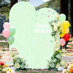 6.6FT Sage Green Arch Cover - Polyester Fitted Wedding Arch Stand Covers Round Top Chiara Arch Backdrop Cover for Birthday Party Banquet Photo Background Decoration - Image 4