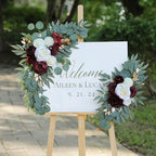 Artificial Burgundy Wedding Arch Flower Floral Swags Set of 2 - Image 2